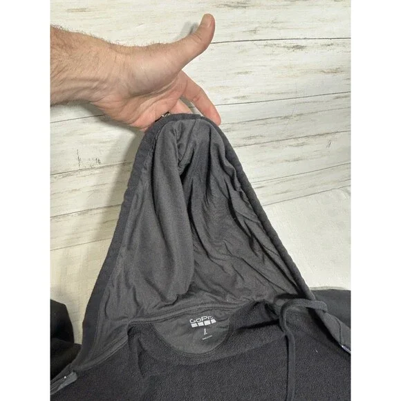 GoPro Zip Hoodie Full Zip Sweatshirt Men's Size LARGE Logo Camera Gray Jacket - Picture 11 of 14